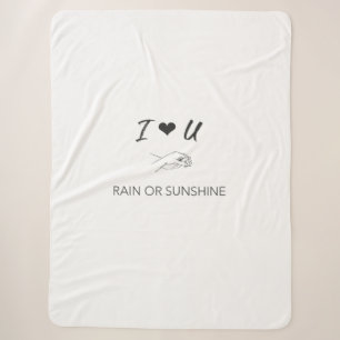 love u rain or sunshine sherpa blanket