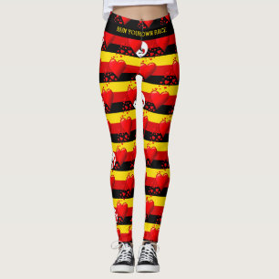 LOVE UGANDA Red Hearts RUN YOUR RACE Custom Leggings