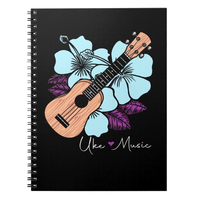 Love Ukulele Music Guitar Flowers Hawaii Notebook (Front)