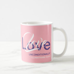 LOVE UNCONDITIONALLY Monogram Christian Scripture Coffee Mug