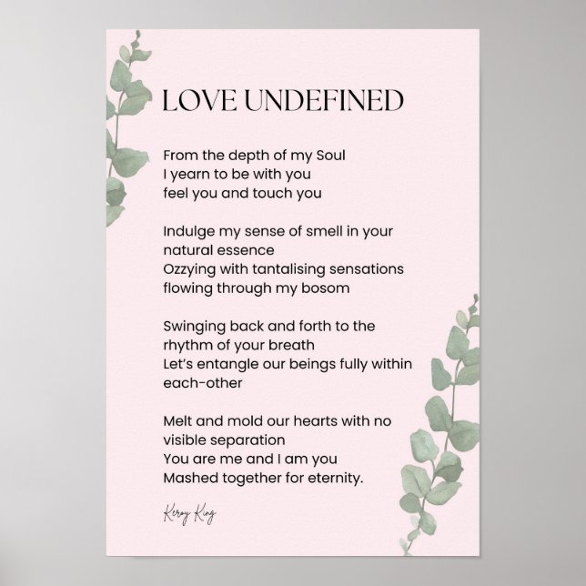 Love Undefined Poem Poetry  Poster (Front)
