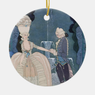 Love under the Fountain, illustration for 'Fetes G Ceramic Ornament