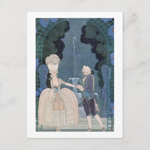 Love under the Fountain, illustration for 'Fetes G Postcard