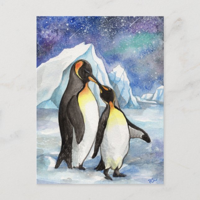 Love Under the Stars - Penguin Lovers Postcard (Front)