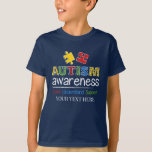 Love Understand Support Autism Awareness T-Shirt<br><div class="desc">Customized this colourful Red, Yellow, Blue, Green, and White Autism Awareness Support Design with your Text by clicking the "PERSONALIZE THIS" button above. For many people, Autism Awareness comes around in April, for some, the awareness is everyday. This Autism Awareness Support design says Autism Awareness. Love Understand, Support. Wear it...</div>