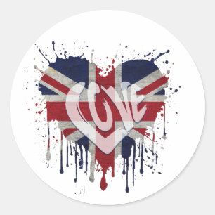 Love United Kingdom Flag Classic Round Sticker
