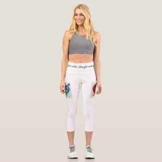 Love Unites Waistband Design – Motivational Women’ Capri Leggings