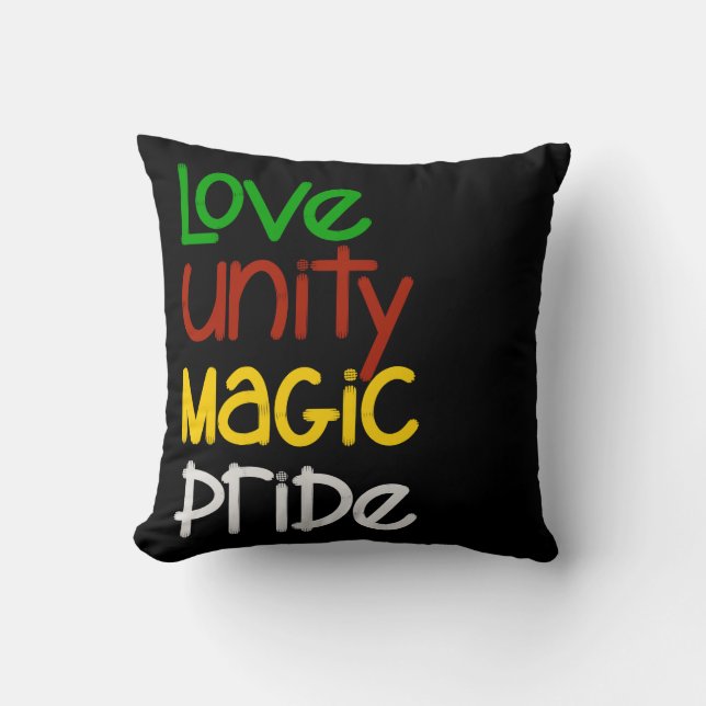 Love Unity Magic Pride Black Throw Pillow (Front)