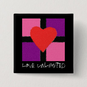 LOVE UNLIMITED 2 INCH SQUARE BUTTON