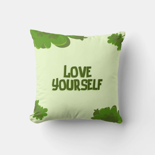Love Ur Self Positive Affirmation Throw Pillow (Front)