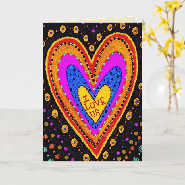 Love Us Modern Black Colourful Stylish Valentine Card (Yellow Flower)