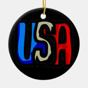 Love USA Ceramic Ornament