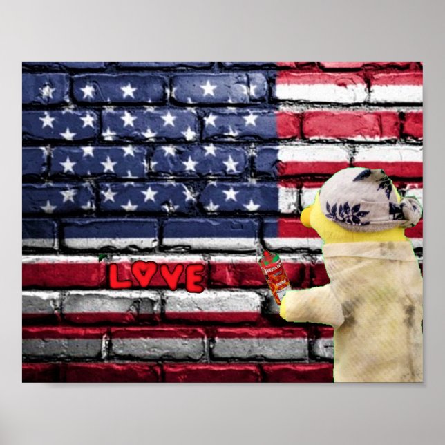 Love USA graffiti art mur. Poster (Devant)