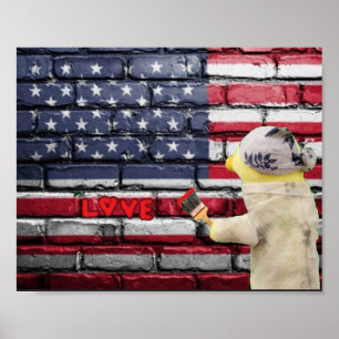 Love USA graffiti wall art. Poster