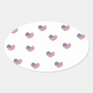 Love usa pattern oval sticker