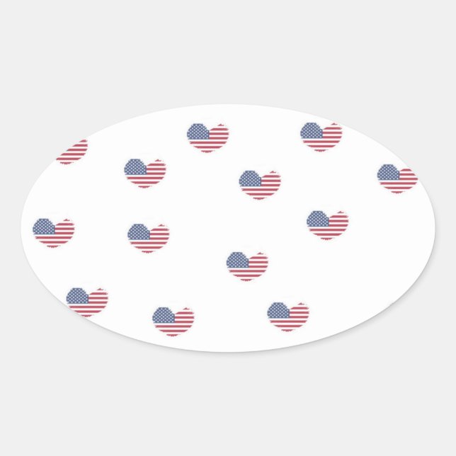 Love usa pattern oval sticker (Front)