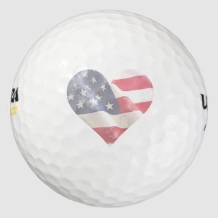 Love USA Rustic Americana Flag Stars Stripes Golf Balls