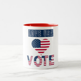 Love USA Vote Two-Tone Coffee Mug