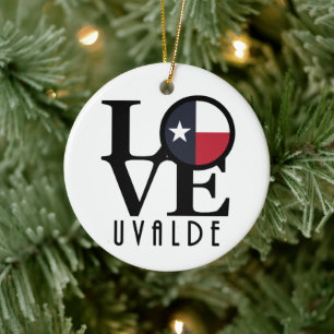 LOVE Uvalge Texas Ceramic Ornament