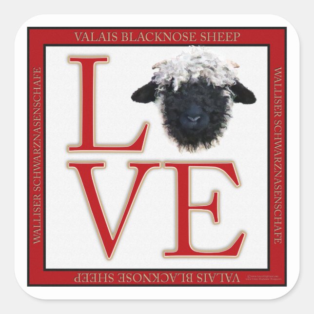 Love Valais Blaccusé Sheep Stickers Carré (Devant)