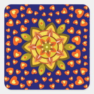 LOVE VALENTINE, BIRTHDAY PARTY GIFT WITH HEARTS SQ SQUARE STICKER