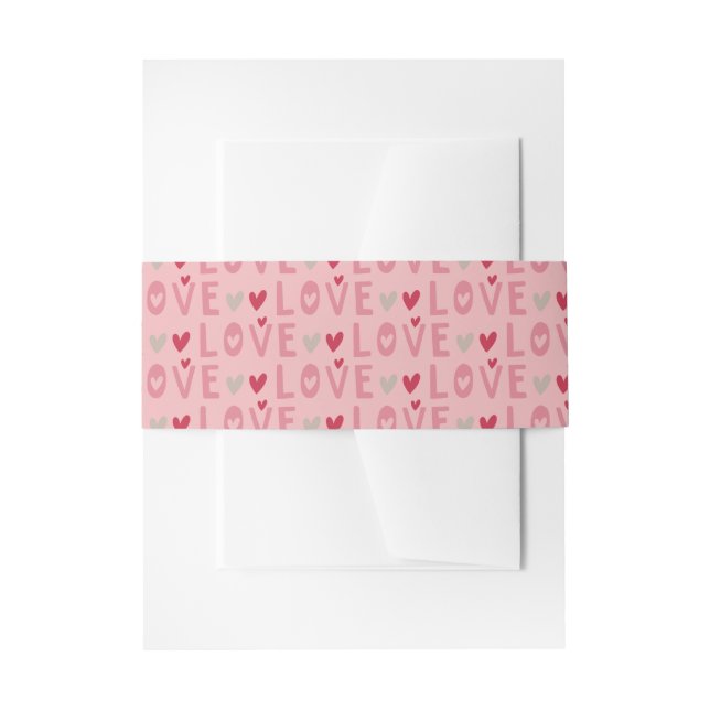 Love Valentine Day Hearts  Invitation Belly Band (Front Example)