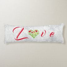 Love Valentine Floral Heart Body Pillow