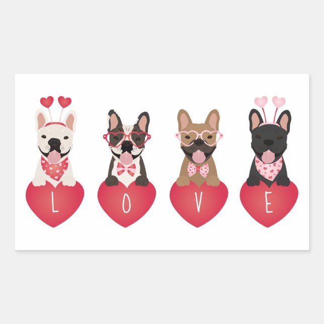 Love Valentine French Bulldogs Sticker (Front)