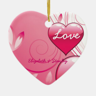 Love Valentine’s Day hearts swirls custom ornament