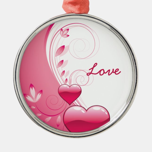 Love Valentine’s Day hearts swirls custom ornament (Front)