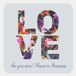 LOVE Valentine Theme Customizable Photo Floral Square Sticker