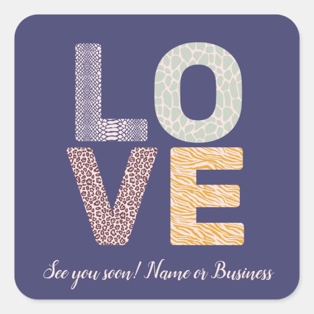 LOVE Valentine Theme Customizable Photo Letters Sq Square Sticker (Front)