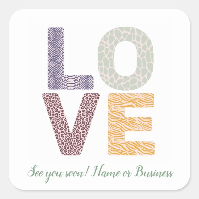 LOVE Valentine Theme Customizable Photo Letters Square Sticker (Front)