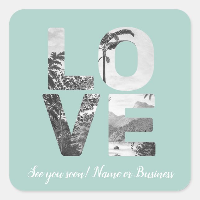 LOVE Valentine Theme Customizable Photo Pattern Square Sticker (Front)