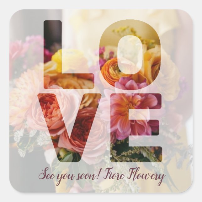 LOVE Valentine Theme Sheer Overlay Photo Square Sticker (Front)