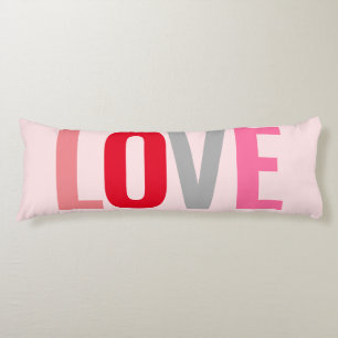 Love Valentines Blush Pink Red Typography Body Pillow