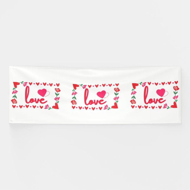Love Valentine's Day 4x12 Vinyl Banner (Horizontal)