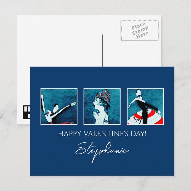 Love. Valentine's Day Art Deco  Holiday Postcard (Front/Back)
