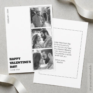 Love Valentines Day Black and White Photo Collage  Holiday Card