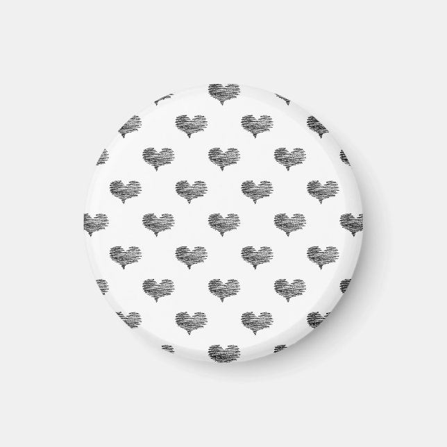 Love Valentine's Day Black Heart Sketch Magnet (Front)