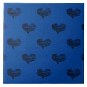 Love Valentine's Day Black Heart Sketch Tile
