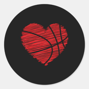 Love Valentines Day Bysketbyll Art Scribble Heart Classic Round Sticker