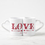 Love Valentine's Day Coffee Mug Set<br><div class="desc">This nesting cup set features the word LOVE in a whimsical font and cupid arrows. Personalize with names or your own message. Perfect for Valentine's day or newlyweds.</div>