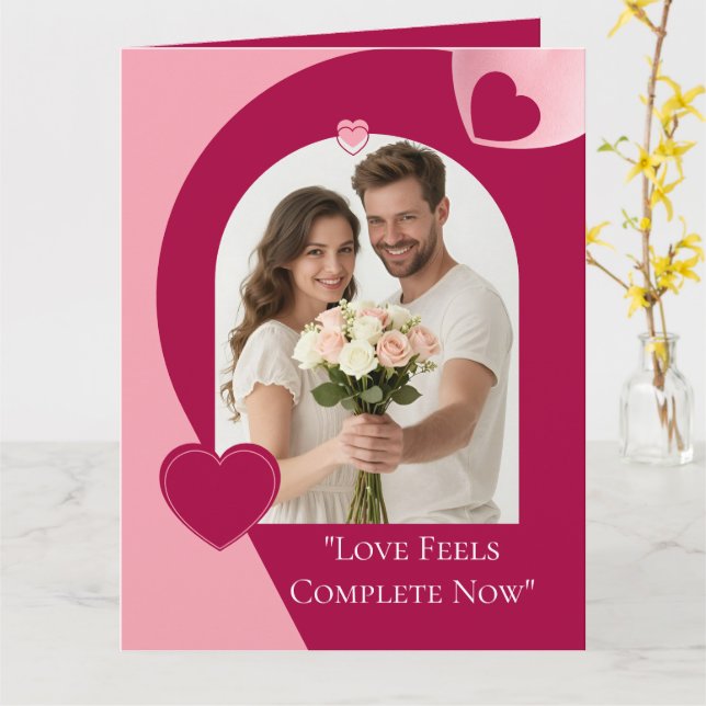 Love Valentines Day Fold Greeting Card (Yellow Flower)