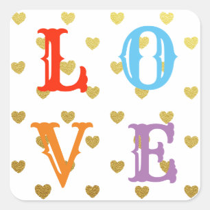 Love Valentine's Day glitter heart Square Sticker