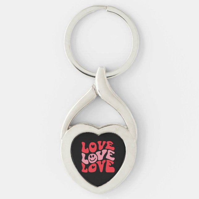 Love Valentine's Day Groovy Funny Holiday  Keychain (Front)