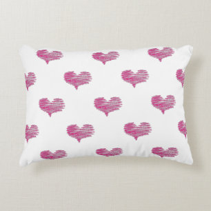 Love Valentine's Day Hot Pink Heart Sketch Accent Pillow