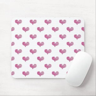 Love Valentine's Day Hot Pink Heart Sketch Mouse Pad