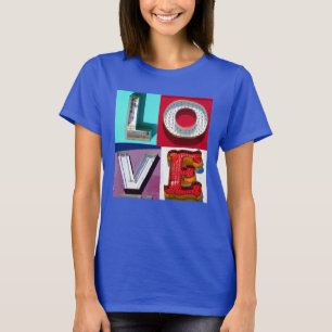 Love Valentines' Day in vintage Metal Sign Letters T-Shirt