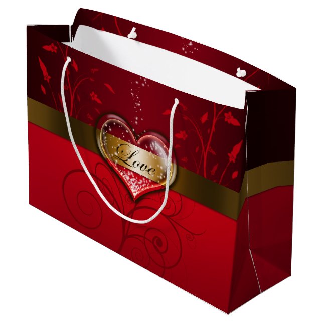 Love Valentine's Day Large Gift Bag (Back Angled)